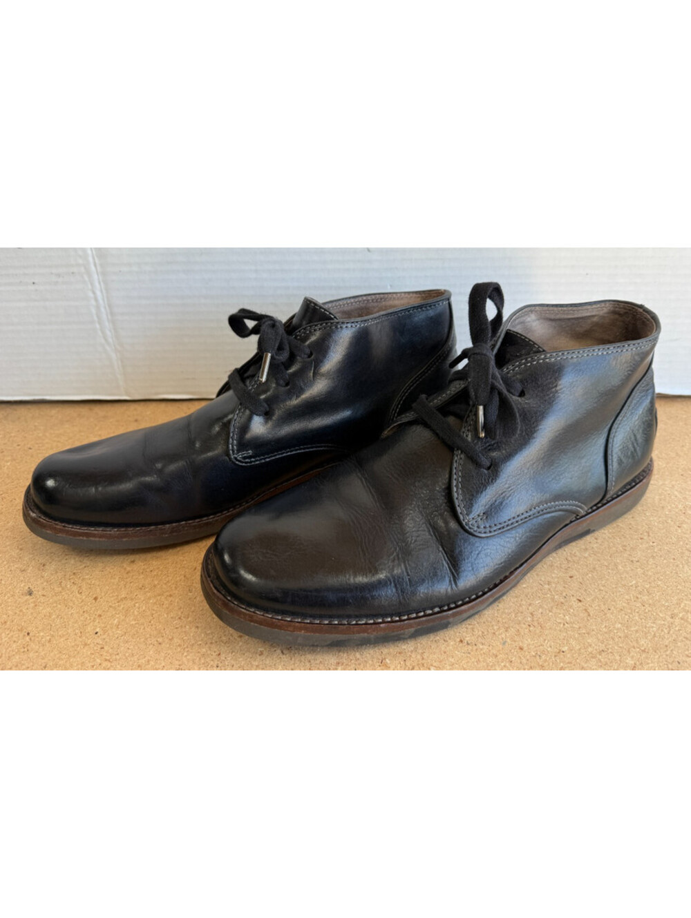 Mens Sz 8M John Varvatos Black Leather Chukka Lace Up Boots